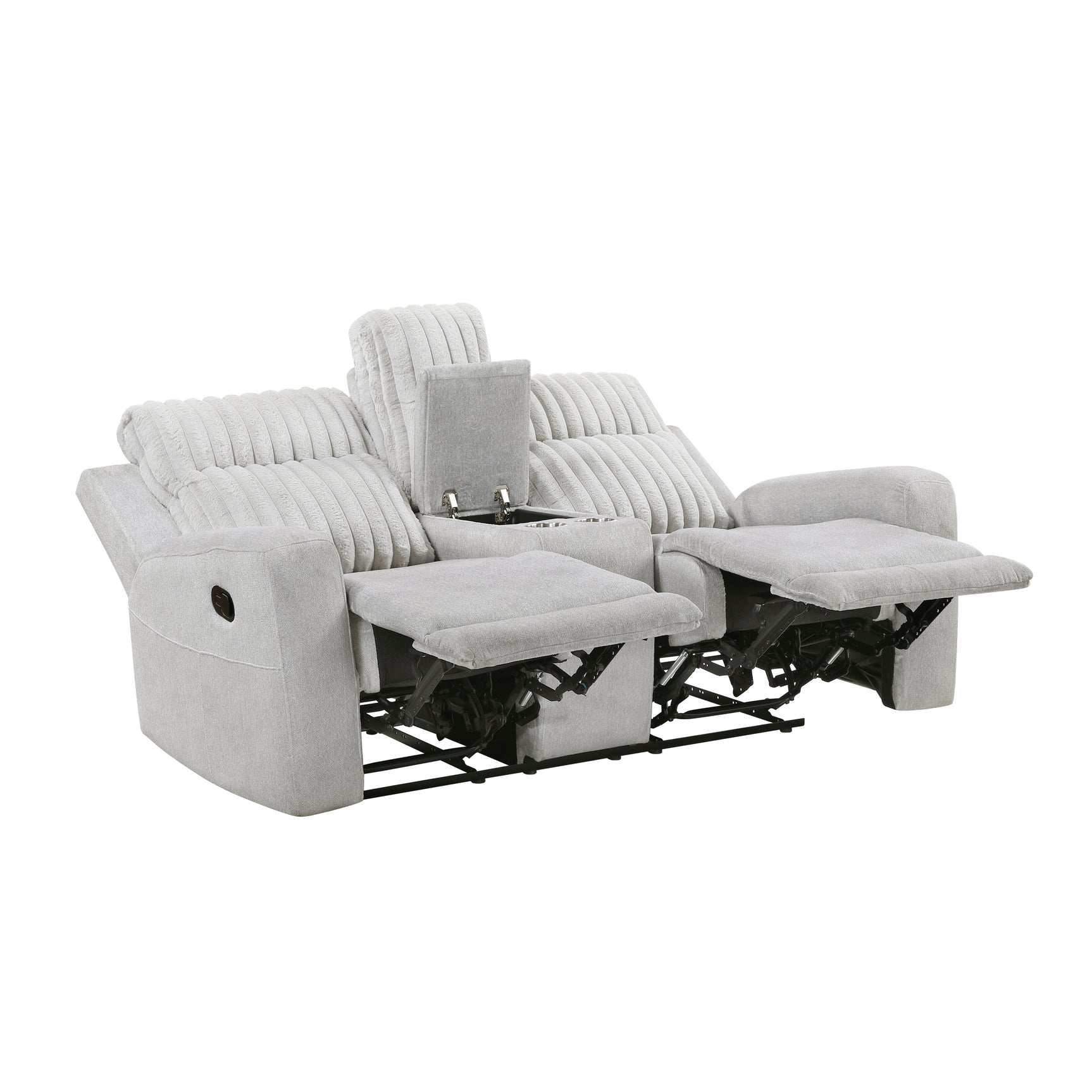 Benton Light-Gray Double Reclining Loveseat - Ornate Home