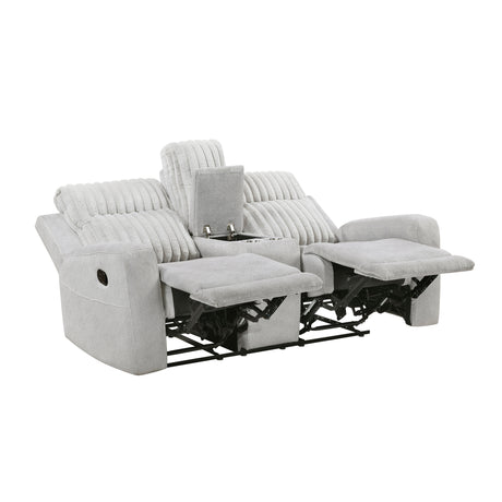 Benton Light-Gray Double Reclining Loveseat - Ornate Home