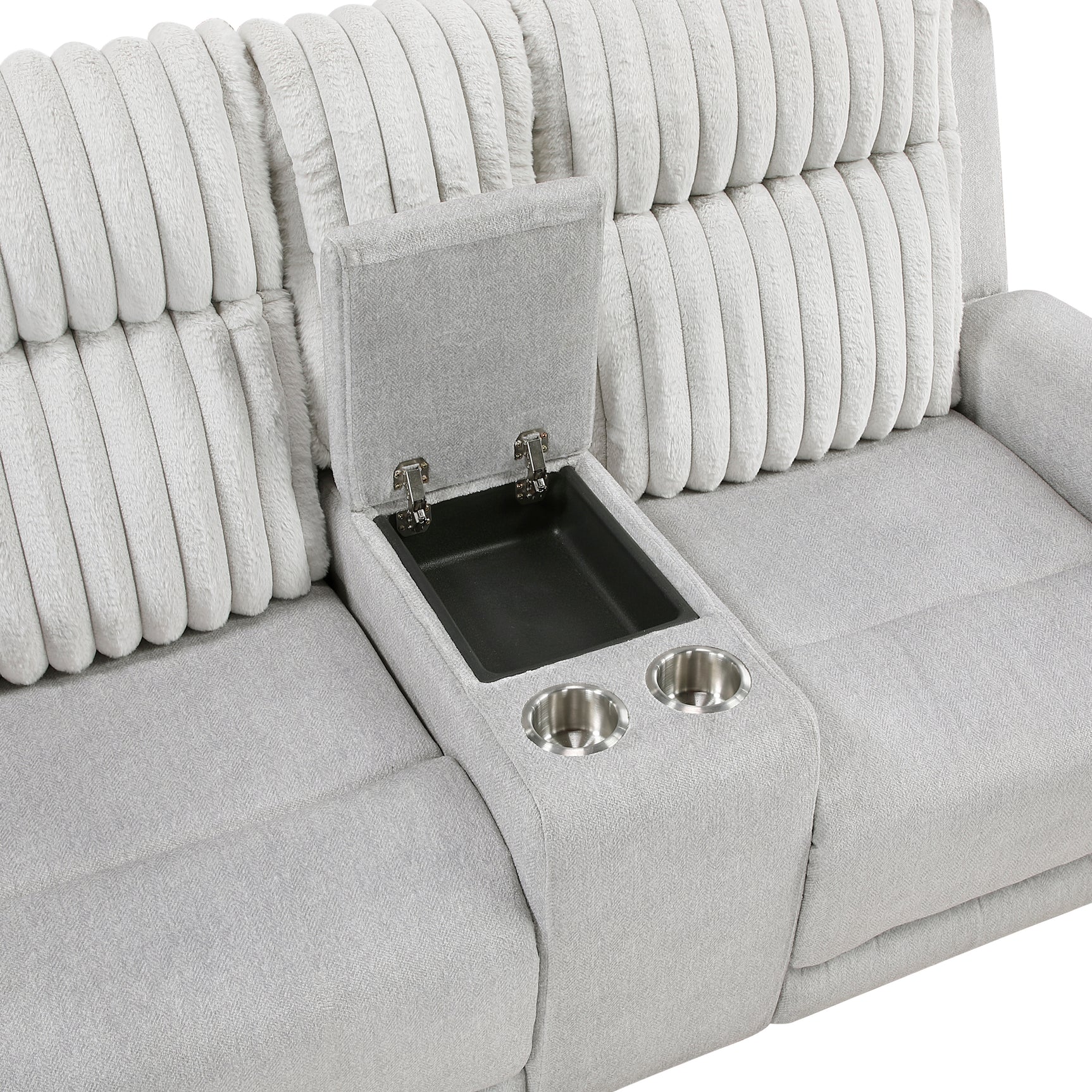 Benton Light-Gray Double Reclining Loveseat - Ornate Home