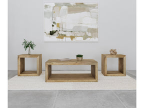 Benton Natural 3-piece Solid Mango Coffee and End Table Set - Ornate Home