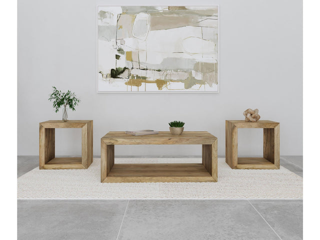 Benton Natural 3-piece Solid Mango Coffee and End Table Set - Ornate Home