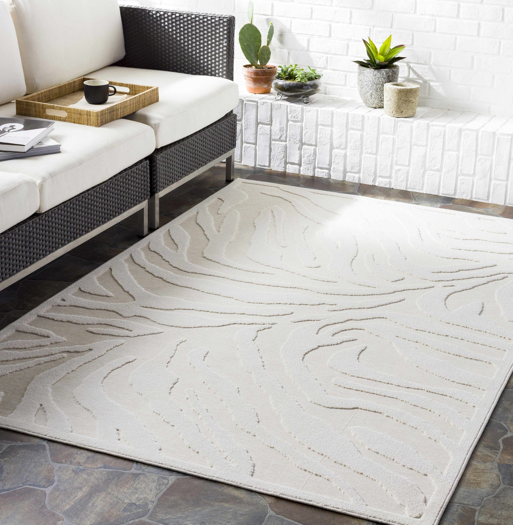 Benzonia 3D White Zebra Outdoor Rug - Ornate Home