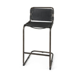 Berbick Black Leather with Iron Frame Bar Stool - Ornate Home