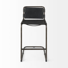Berbick Black Leather with Iron Frame Bar Stool - Ornate Home