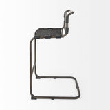 Berbick Black Leather with Iron Frame Bar Stool - Ornate Home