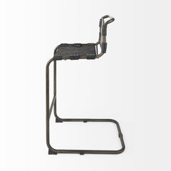 Berbick Black Leather with Iron Frame Bar Stool - Ornate Home