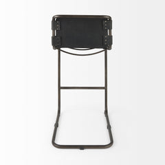 Berbick Black Leather with Iron Frame Bar Stool - Ornate Home
