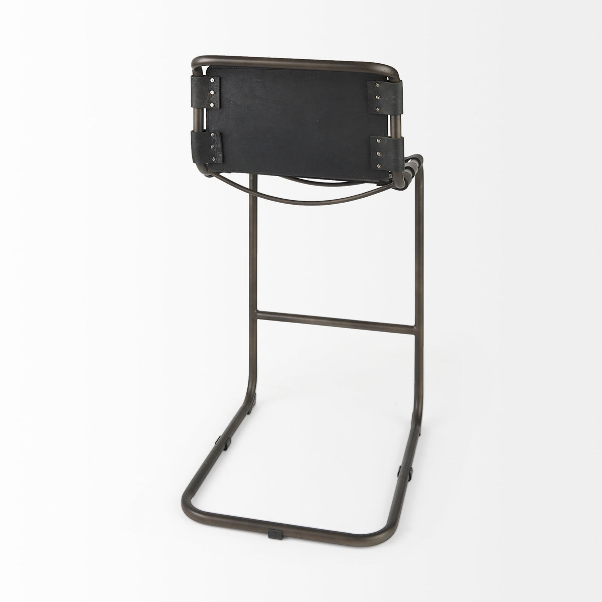 Berbick Black Leather with Iron Frame Bar Stool - Ornate Home