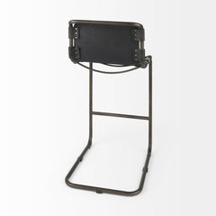 Berbick Black Leather with Iron Frame Bar Stool - Ornate Home