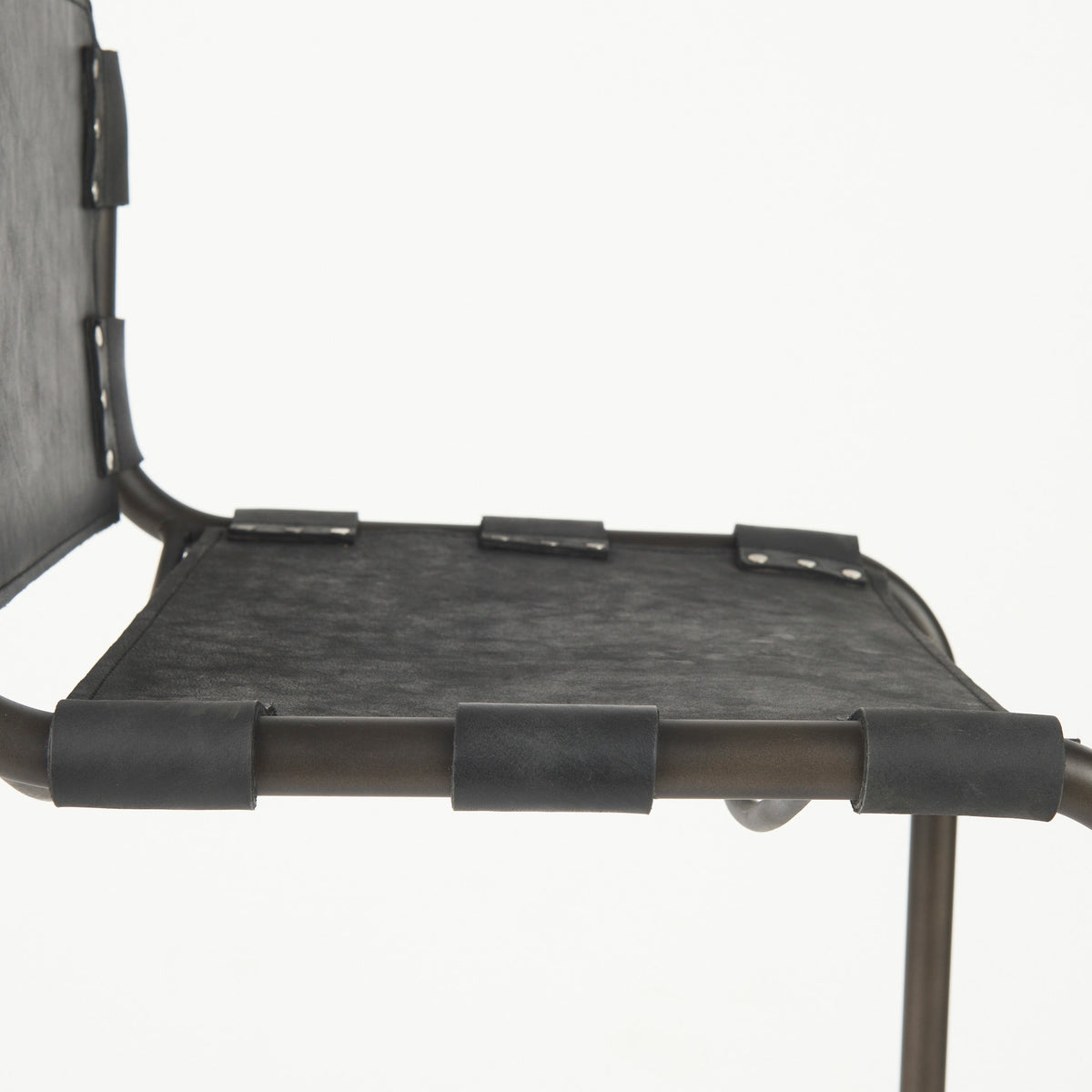 Berbick Black Leather with Iron Frame Bar Stool - Ornate Home