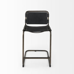 Berbick Black Leather with Iron Frame Counter Stool - Ornate Home