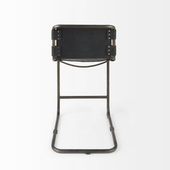 Berbick Black Leather with Iron Frame Counter Stool - Ornate Home