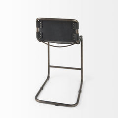 Berbick Black Leather with Iron Frame Counter Stool - Ornate Home