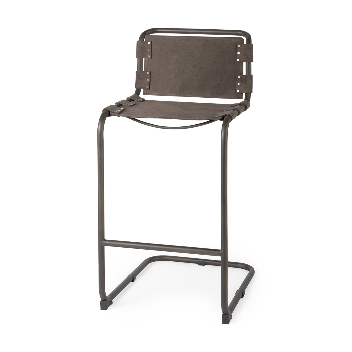 Berbick Brown/Gray Suede with Iron Frame Bar Stool - Ornate Home