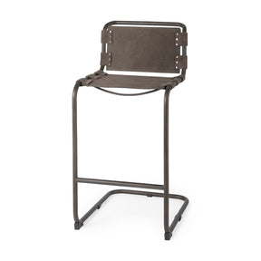 Berbick Brown/Gray Suede with Iron Frame Bar Stool - Ornate Home