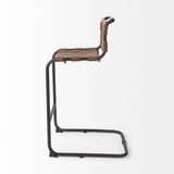 Berbick Medium Brown Leather with Iron Frame Bar Stool - Ornate Home