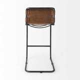 Berbick Medium Brown Leather with Iron Frame Bar Stool - Ornate Home