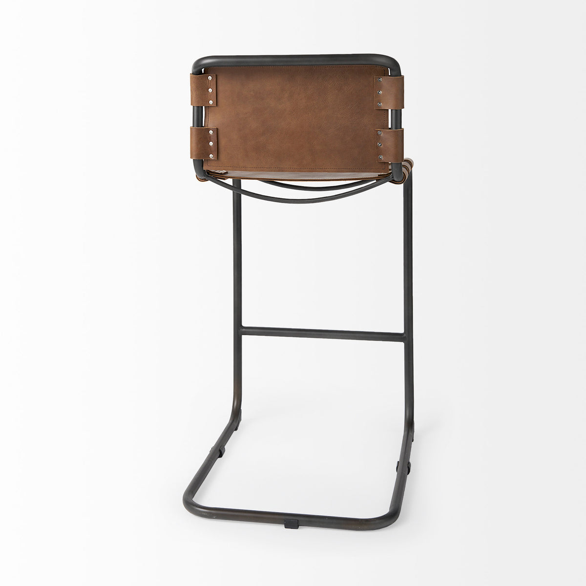 Berbick Medium Brown Leather with Iron Frame Bar Stool - Ornate Home