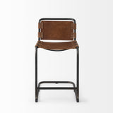 Berbick Medium Brown Leather with Iron Frame Counter Stool - Ornate Home