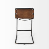 Berbick Medium Brown Leather with Iron Frame Counter Stool - Ornate Home