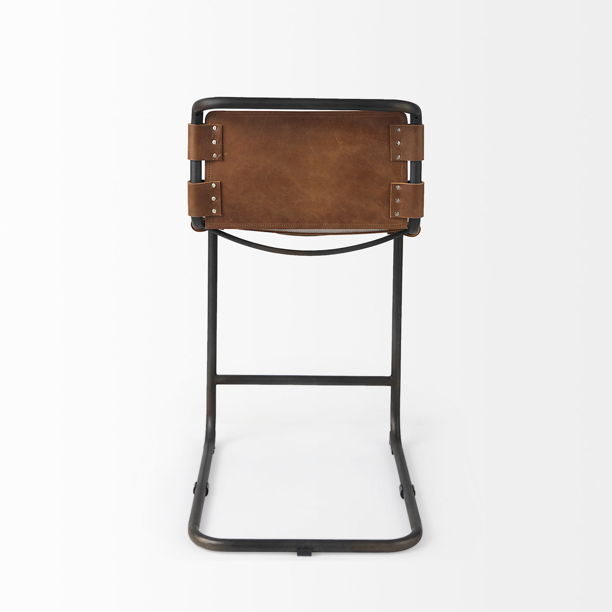 Berbick Medium Brown Leather with Iron Frame Counter Stool - Ornate Home
