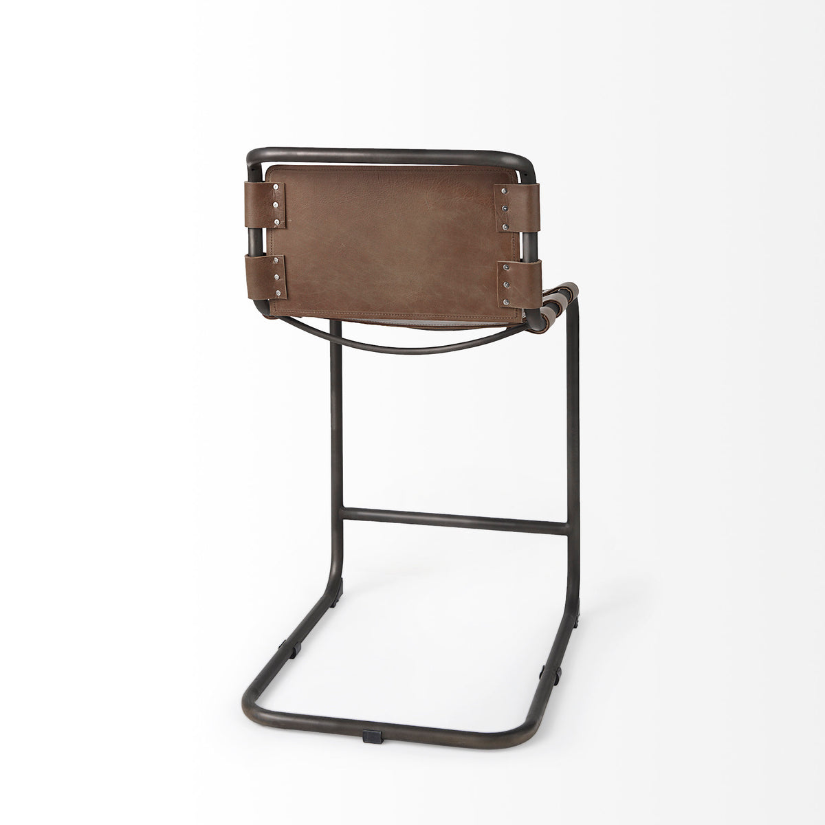 Berbick Medium Brown Leather with Iron Frame Counter Stool - Ornate Home