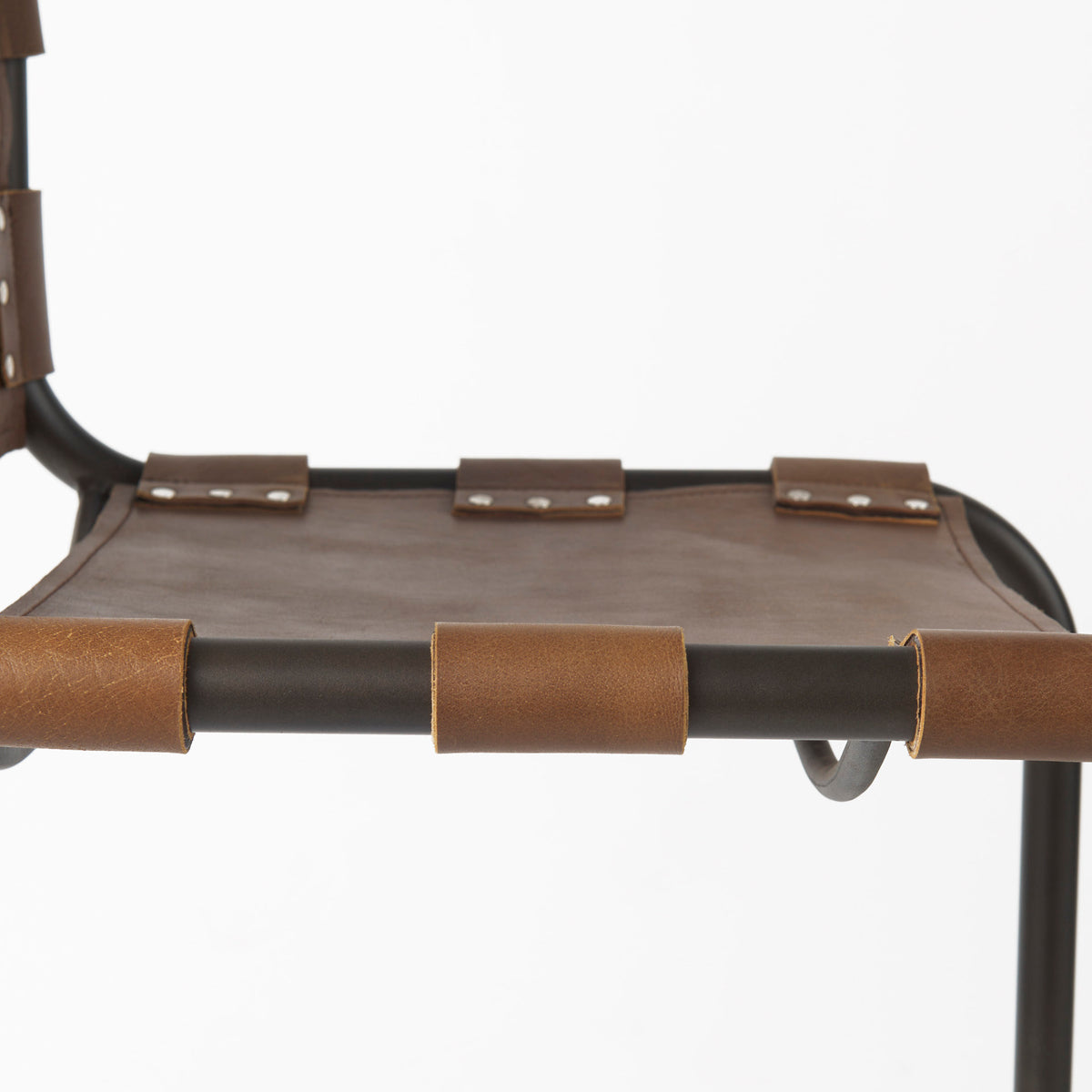 Berbick Medium Brown Leather with Iron Frame Counter Stool - Ornate Home