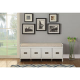 Berci Beige Fabric & White Bench w/Storage - Ornate Home