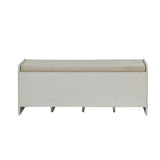 Berci Beige Fabric & White Bench w/Storage - Ornate Home
