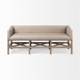 Bergen Beige/Brown Fabric Covered Seat Accent Bench - Ornate Home