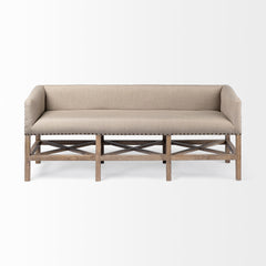 Bergen Beige/Brown Fabric Covered Seat Accent Bench
