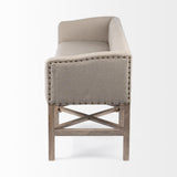Bergen Beige/Brown Fabric Covered Seat Accent Bench - Ornate Home