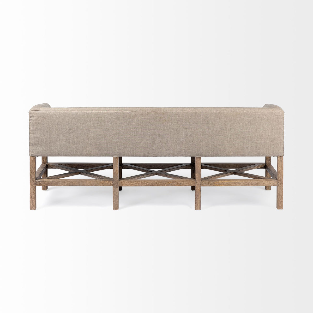 Bergen Beige/Brown Fabric Covered Seat Accent Bench - Ornate Home