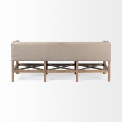 Bergen Beige/Brown Fabric Covered Seat Accent Bench