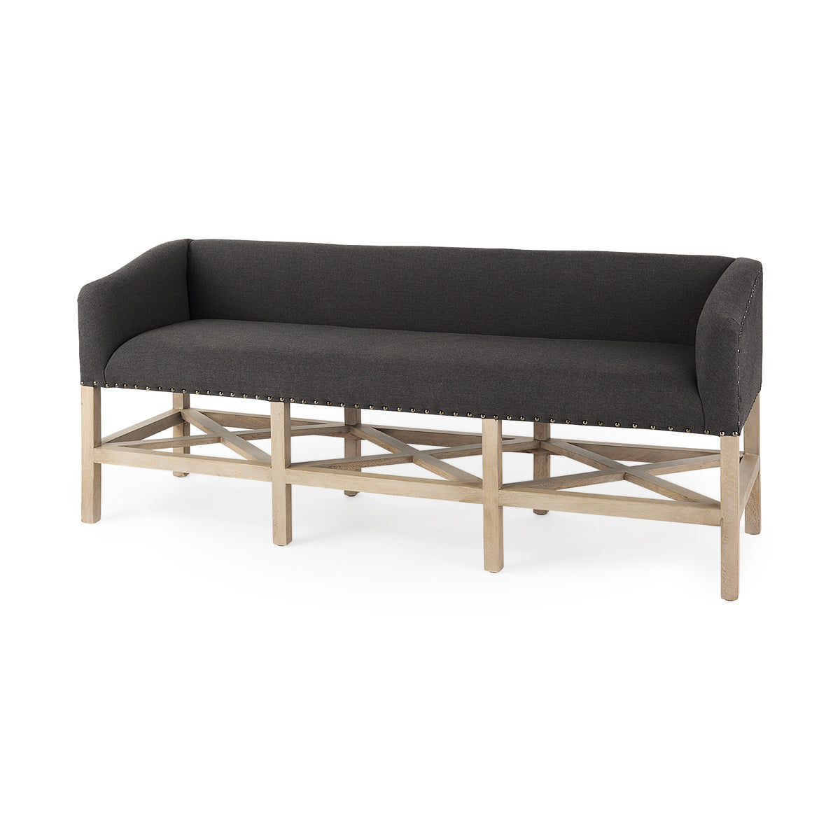 Bergen Dark Gray/Light Brown Fabric Accent Bench - Ornate Home