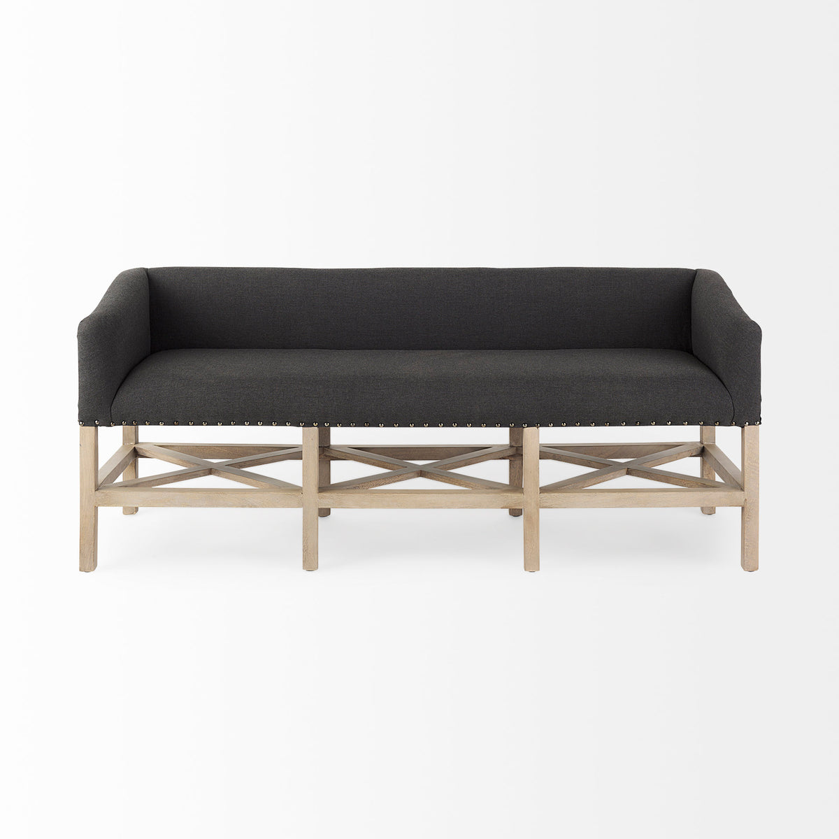 Bergen Dark Gray/Light Brown Fabric Accent Bench - Ornate Home