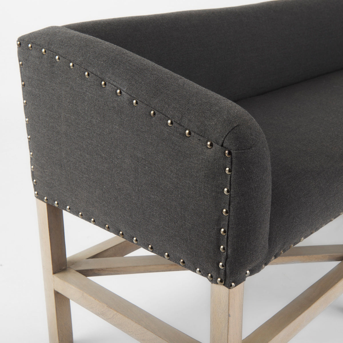 Bergen Dark Gray/Light Brown Fabric Accent Bench - Ornate Home
