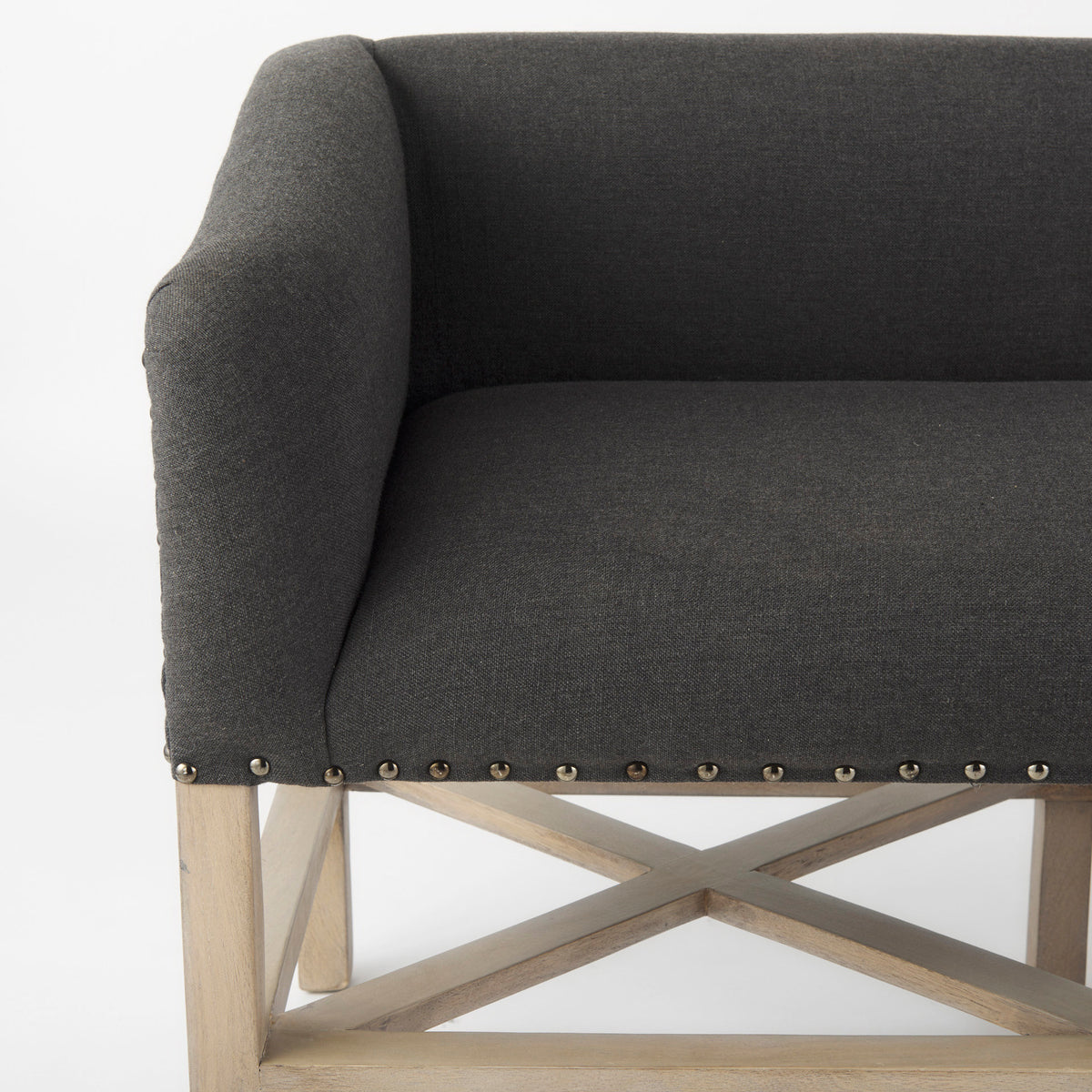 Bergen Dark Gray/Light Brown Fabric Accent Bench - Ornate Home