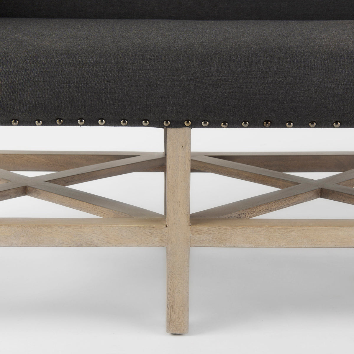 Bergen Dark Gray/Light Brown Fabric Accent Bench - Ornate Home