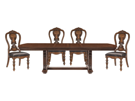 Bergen Dark Oak / Brown 5-piece Dinig Table Set - Ornate Home