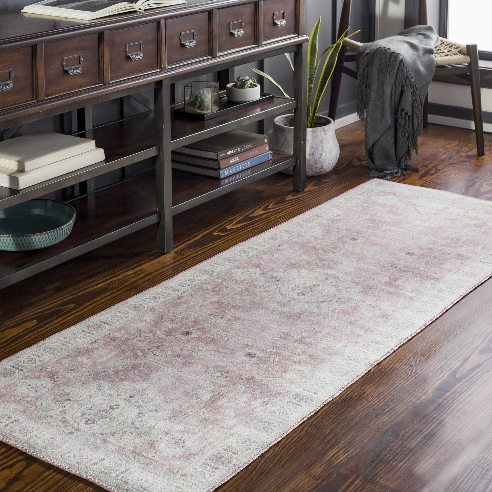 Bergman Distressed Red Area Rug - Ornate Home