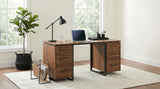 Berhalter Walnut Black 6-Drawer Double Pedestal File Computer Desk - Ornate Home