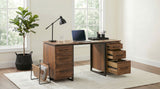 Berhalter Walnut Black 6-Drawer Double Pedestal File Computer Desk - Ornate Home