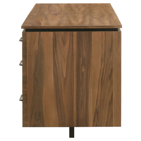 Berhalter Walnut Black 6-Drawer Double Pedestal File Computer Desk - Ornate Home