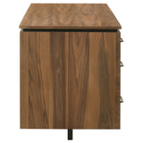 Berhalter Walnut Black 6-Drawer Double Pedestal File Computer Desk - Ornate Home