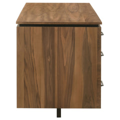 Berhalter Walnut Black 6-Drawer Double Pedestal File Computer Desk - Ornate Home