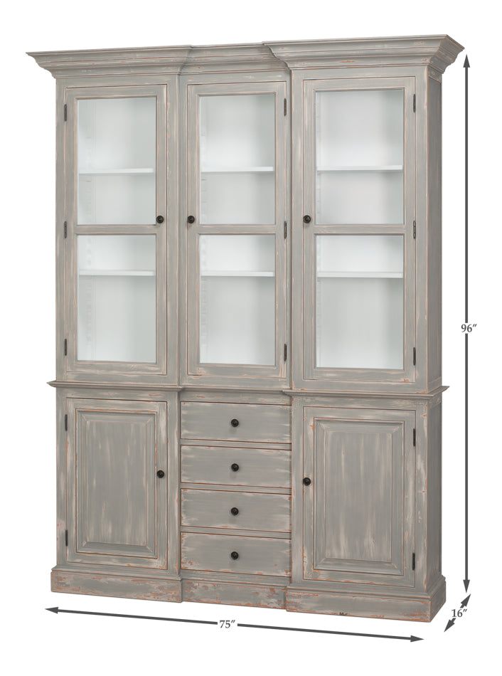 Berkshire Grey/Green Distressed Library Bookcase