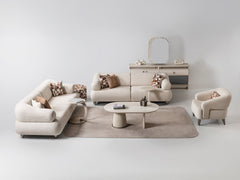 Bern Cream 3-pieces (Sofa & Loveseat & Chair) Living Room Set - Ornate Home