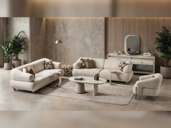 Bern Cream 3-pieces (Sofa & Loveseat & Chair) Living Room Set - Ornate Home