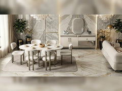 Bern Cream Dining Room Set (Consol With Mirror & Dining Table & 6 Dining Chair) - Ornate Home
